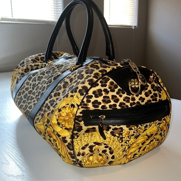 Gianni Versace Vintage Sunburst Leopard Boston Baroque Travel Bag​​ - Picture 4 of 16
